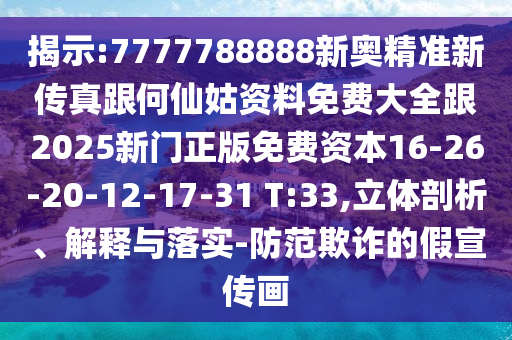 揭示:7777788888新奧精準(zhǔn)新傳真跟何仙姑資料免費(fèi)大全跟2025新門正版免費(fèi)資本16-26-20-12-17-31 T:33,立體剖析、解釋與落實(shí)-防范欺詐的假宣傳畫