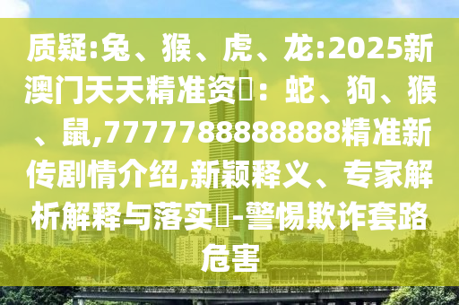 質(zhì)疑:兔、猴、虎、龍:2025新澳門天天精準資枓：蛇、狗、猴、鼠,7777788888888精準新傳劇情介紹,新穎釋義、專家解析解釋與落實?-警惕欺詐套路危害