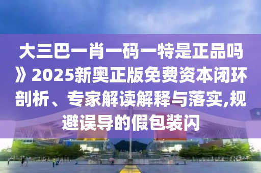 大三巴一肖一碼一特是正品嗎》2025新奧正版免費(fèi)資本閉環(huán)剖析、專家解讀解釋與落實(shí),規(guī)避誤導(dǎo)的假包裝閃