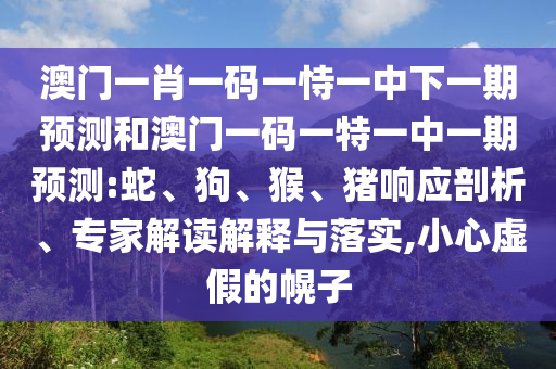 澳門一肖一碼一恃一中下一期預(yù)測(cè)和澳門一碼一特一中一期預(yù)測(cè):蛇、狗、猴、豬響應(yīng)剖析、專家解讀解釋與落實(shí),小心虛假的幌子